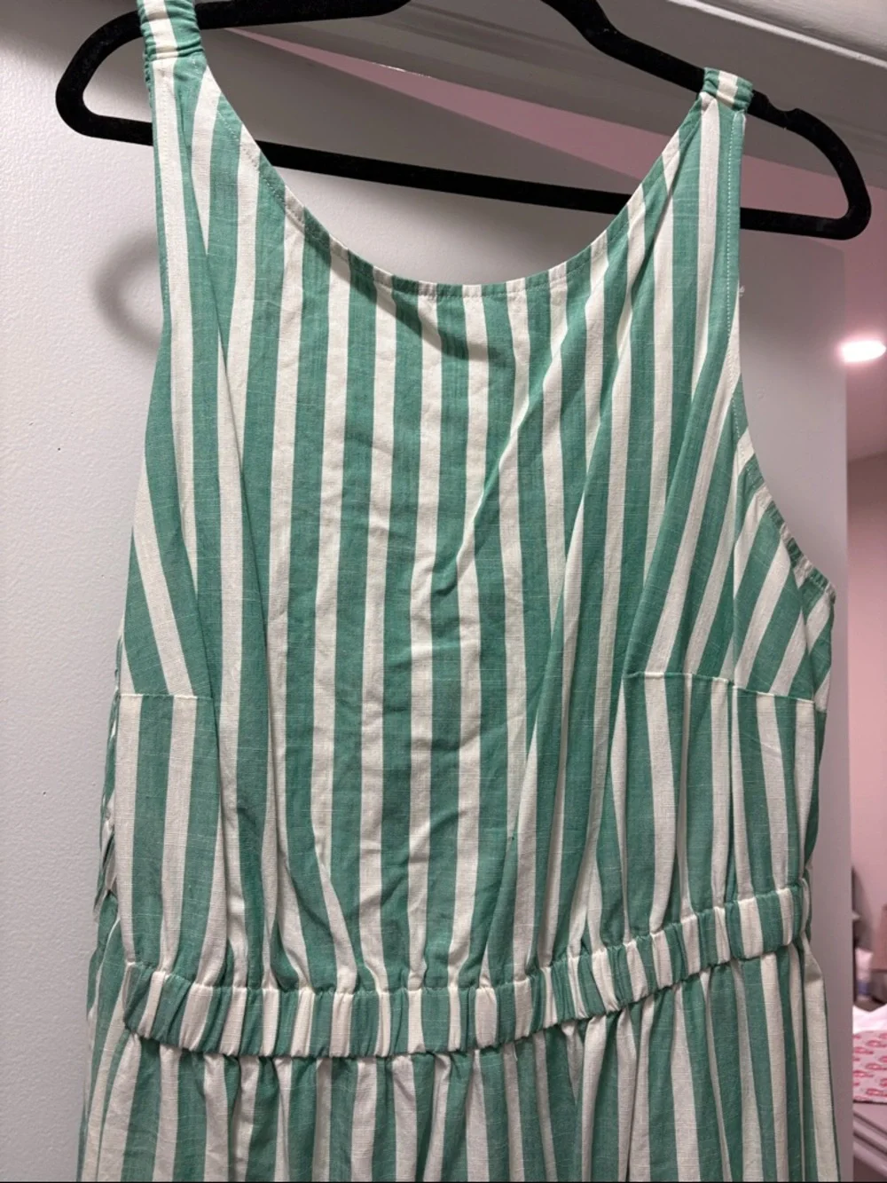Green and White Striped Sleeveless Maxi Dress - Picture 2 of 5